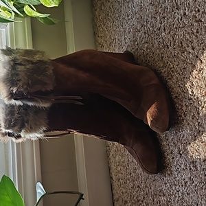 Apepazza Suede Wedge Boots with Furr